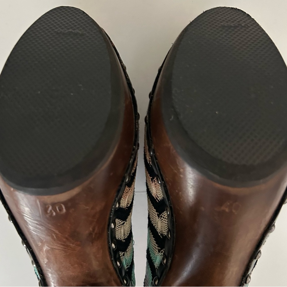 Missoni Crochet-knit Multicolor Round Toe Chevron Print Wood Clog EU 40 US 10 - Picture 8 of 12